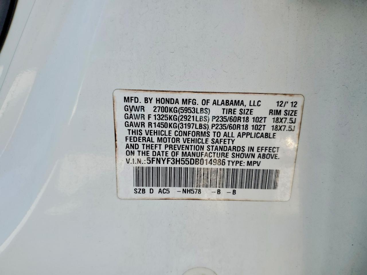 2013 Honda Pilot Exl - zdjęcie 14