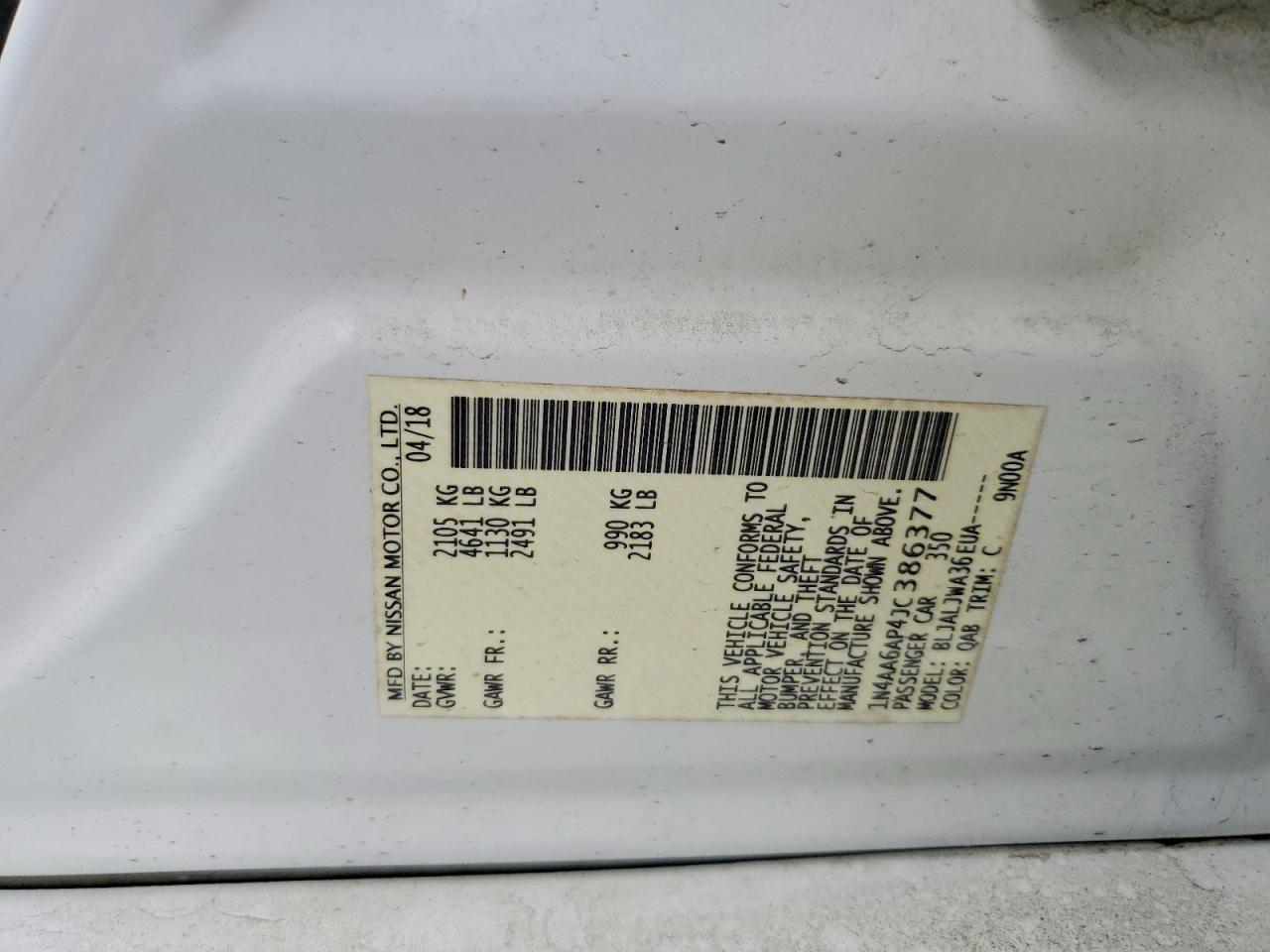 2018 Nissan Maxima 3.5 Sv - zdjęcie 12