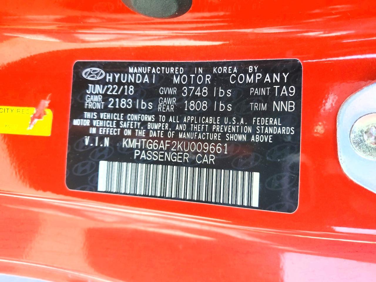 2019 Hyundai Veloster 2.0L - zdjęcie 12