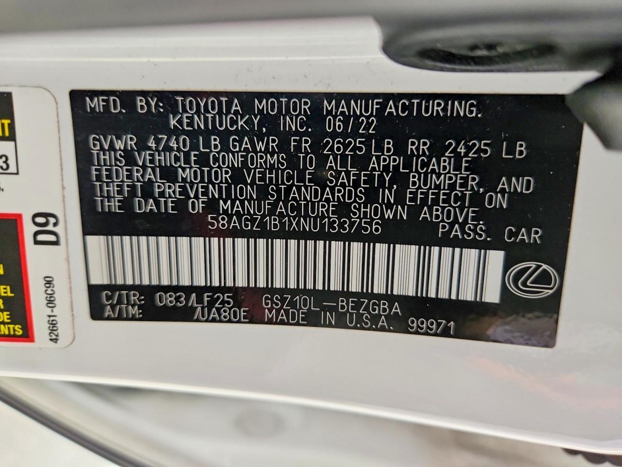 2022 Lexus Es 350 F Sport - zdjęcie 12
