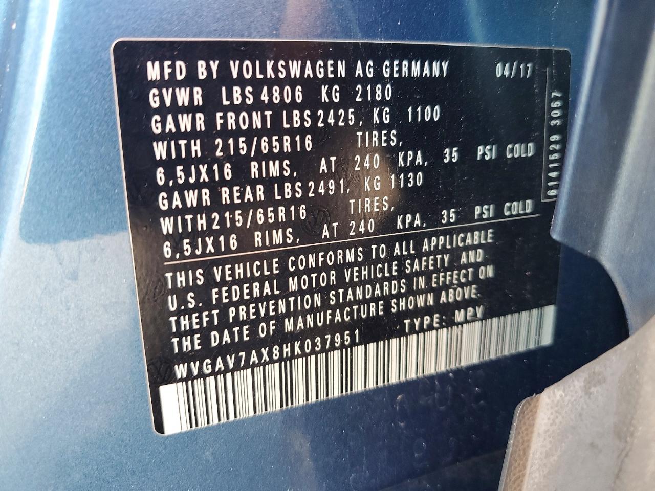 2017 Volkswagen Tiguan S - zdjęcie 13