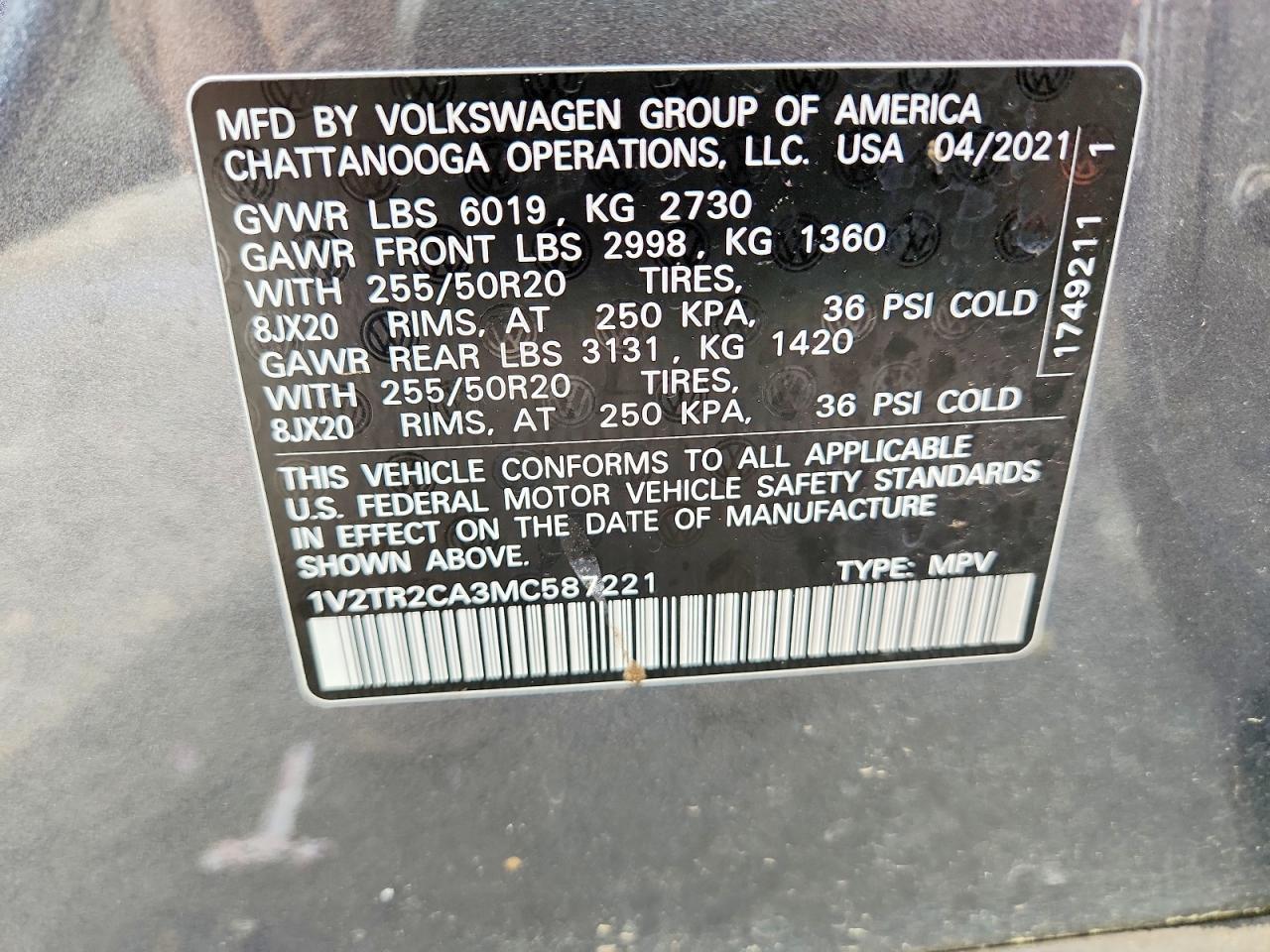 2021 Volkswagen Atlas Sel Premium - zdjęcie 13