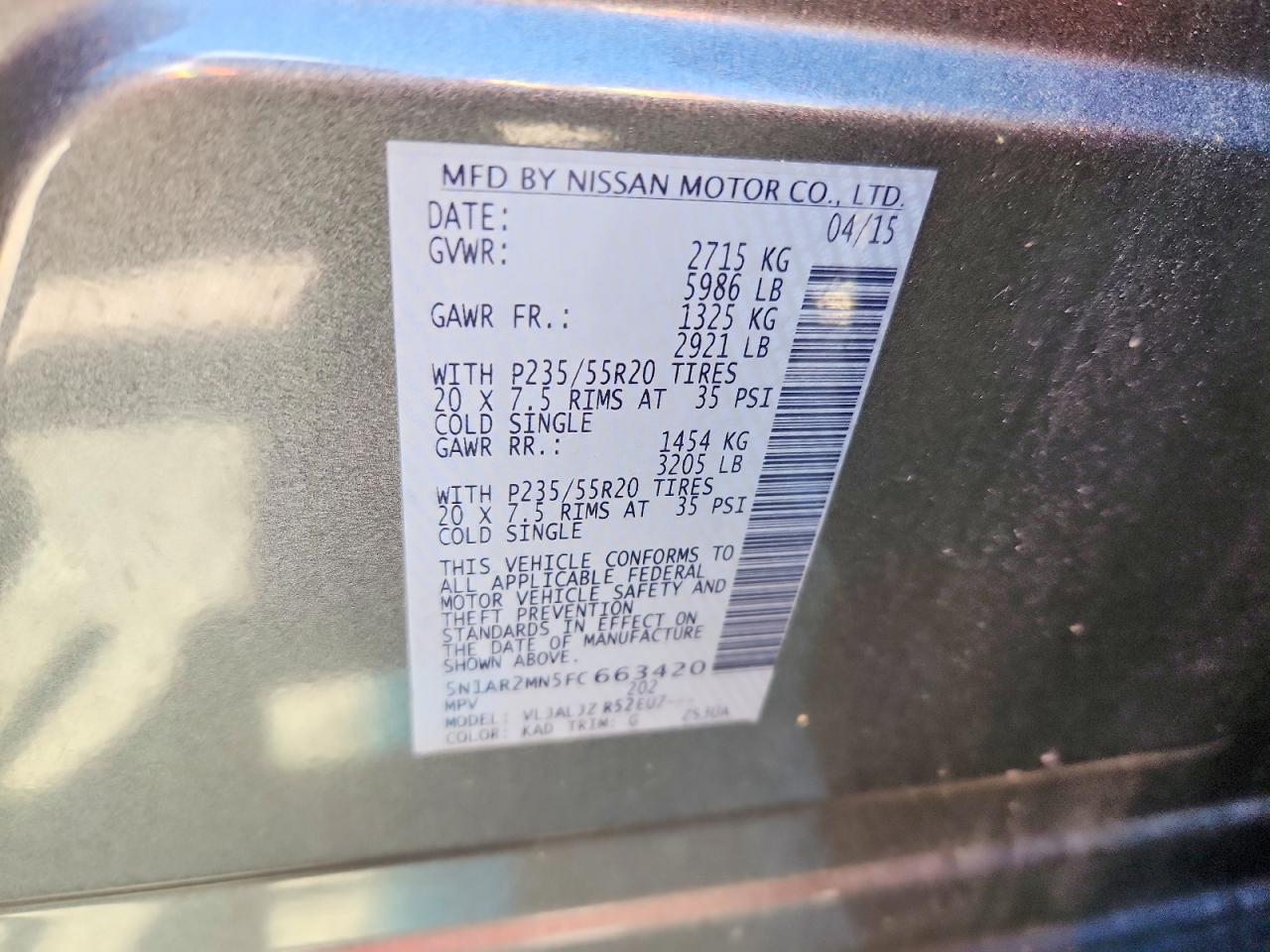 2015 Nissan Pathfinder S - zdjęcie 13