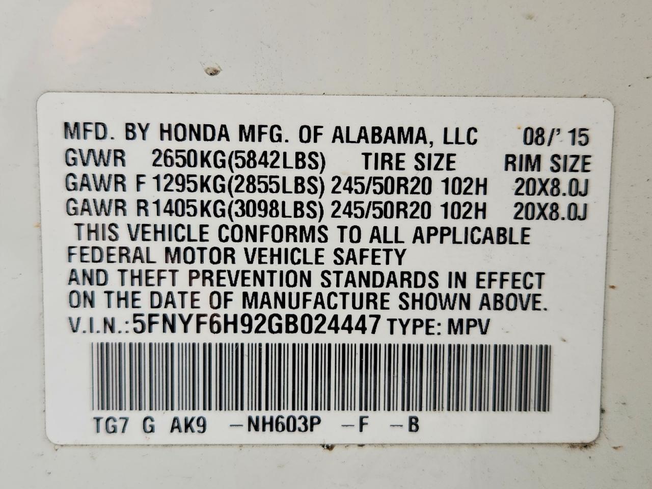 2016 Honda Pilot Touring - zdjęcie 13