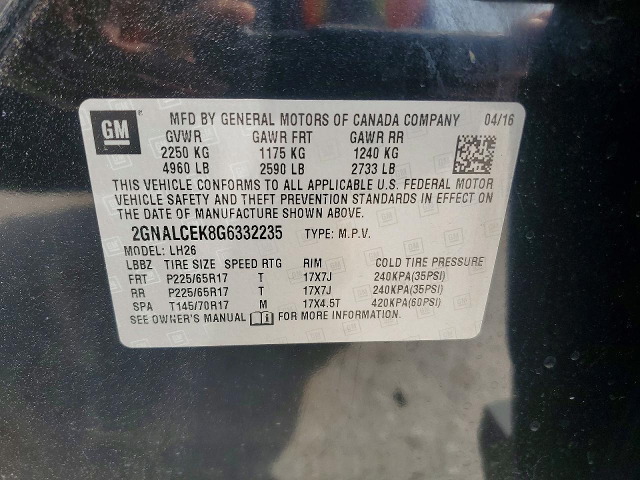 2016 Chevrolet Equinox Lt - zdjęcie 12