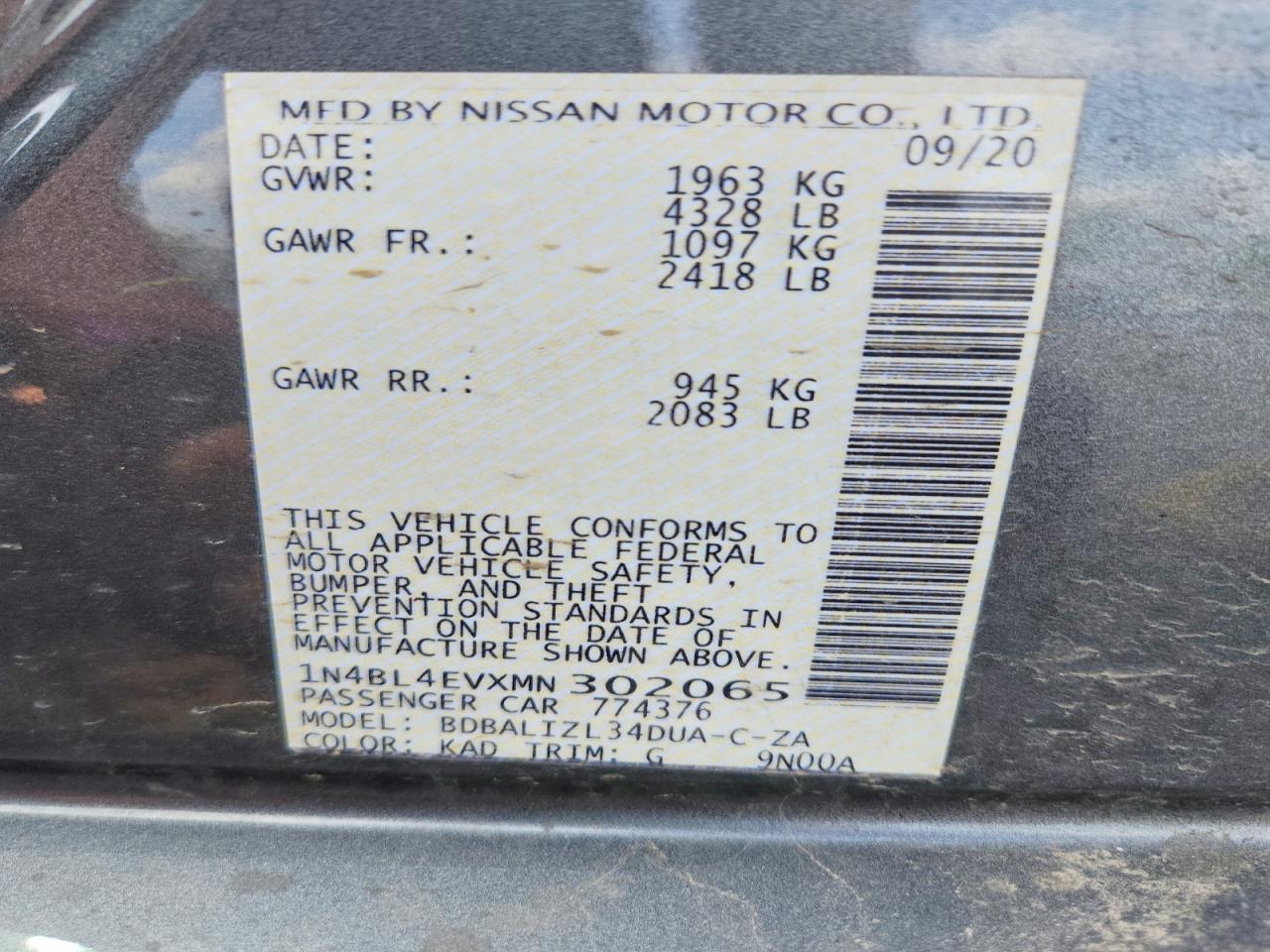 2021 Nissan Altima Sl - zdjęcie 12