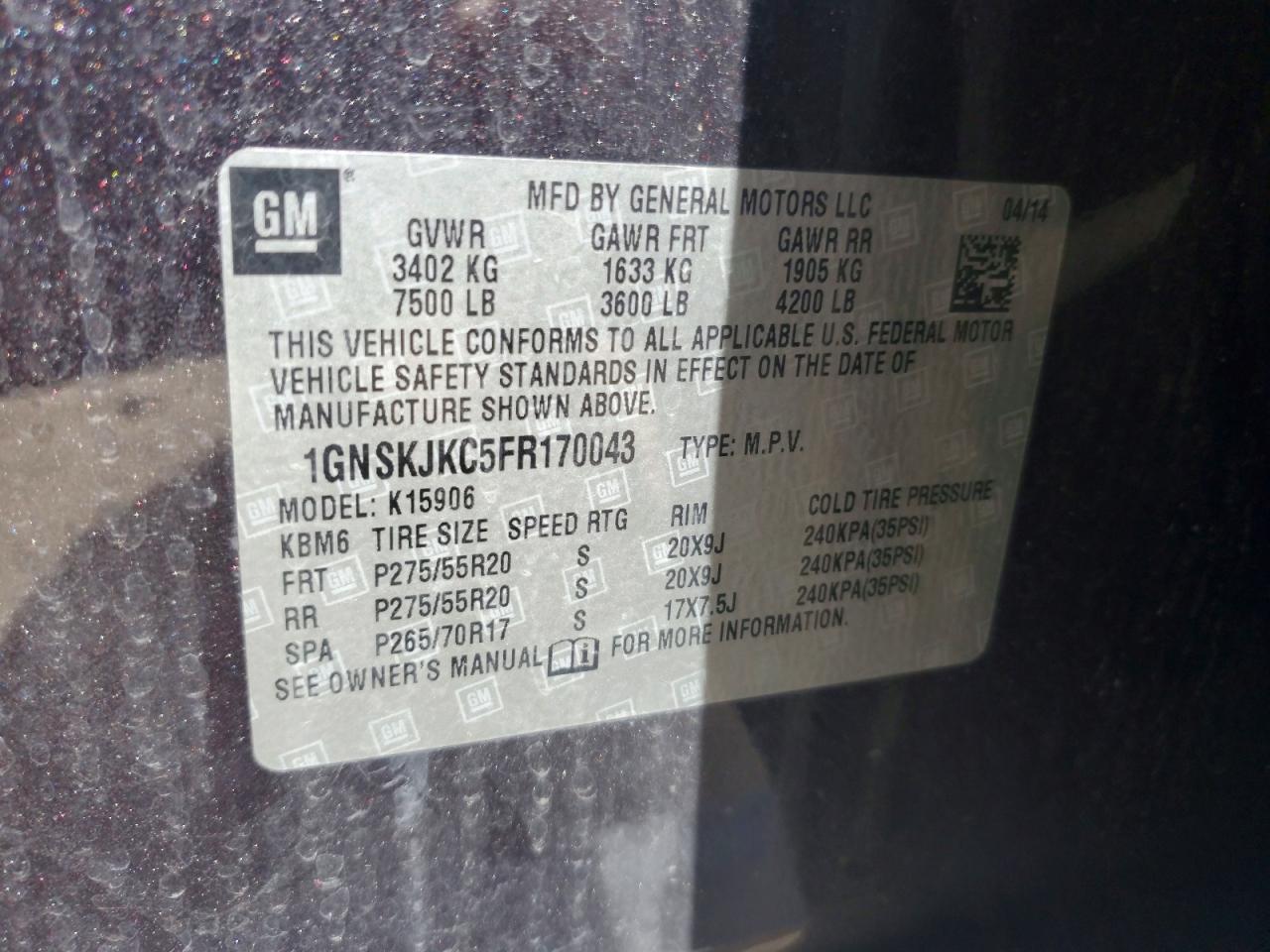 2015 Chevrolet Suburban K1500 Lt - zdjęcie 13