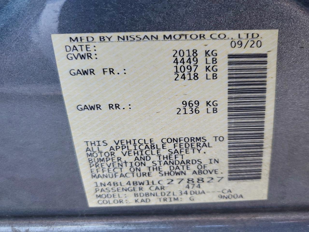 2020 Nissan Altima 2.5 S - zdjęcie 12