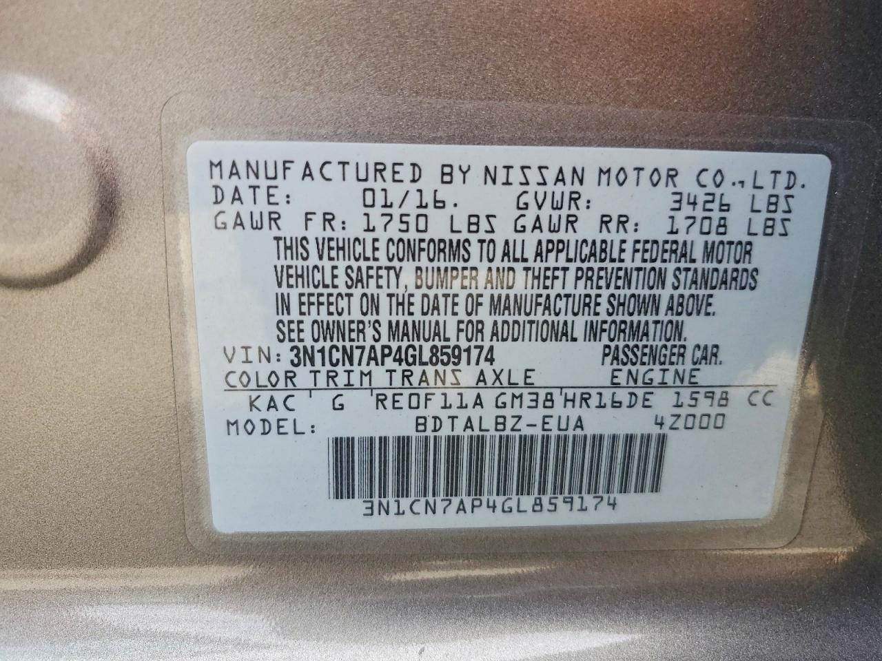 2016 Nissan Versa 1.6 Sv - zdjęcie 12