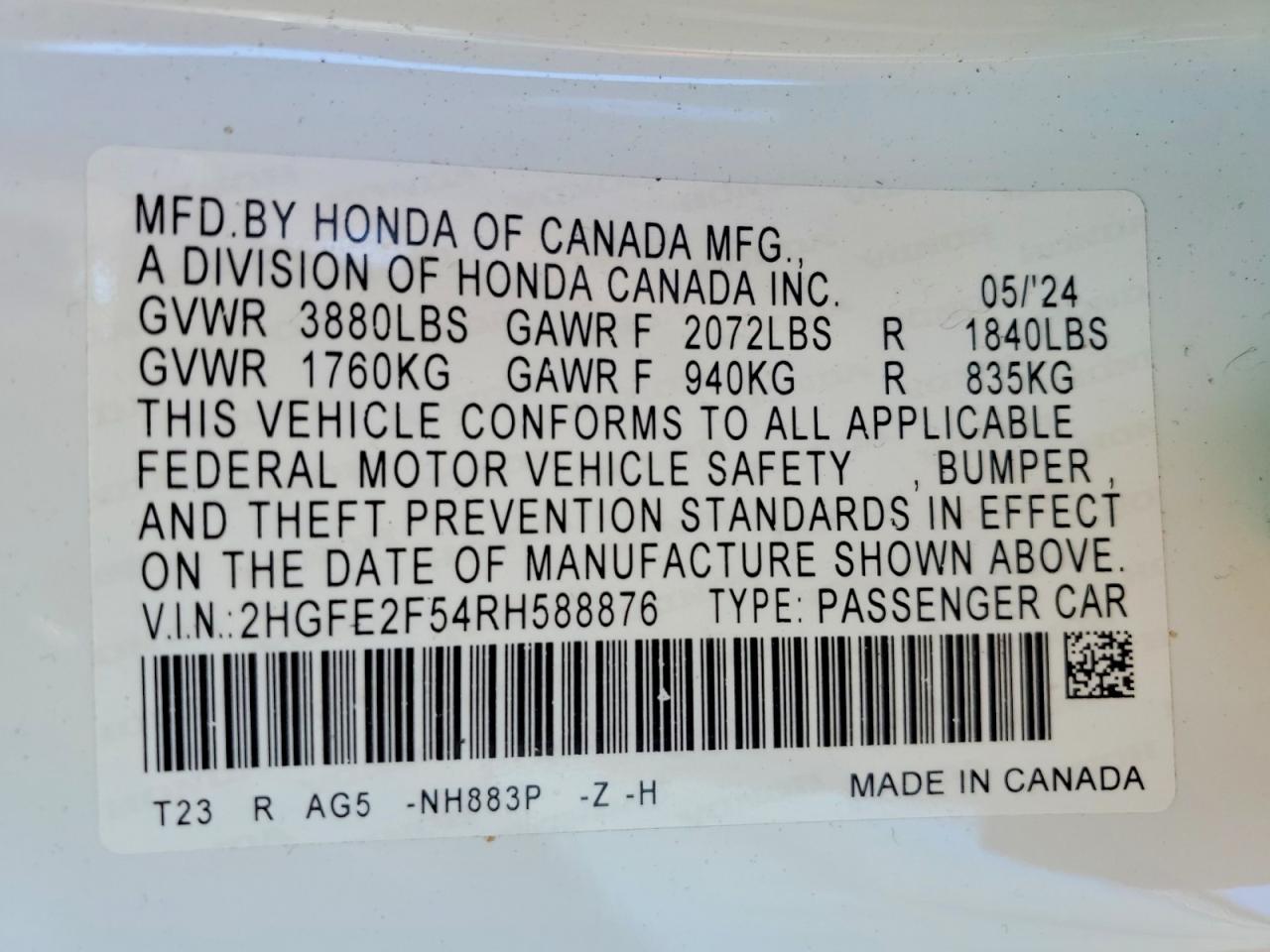 2024 Honda Civic Sport - zdjęcie 12