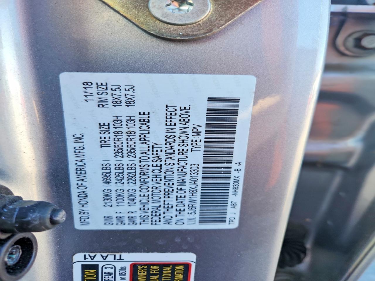 2018 Honda Cr-V Exl - zdjęcie 13