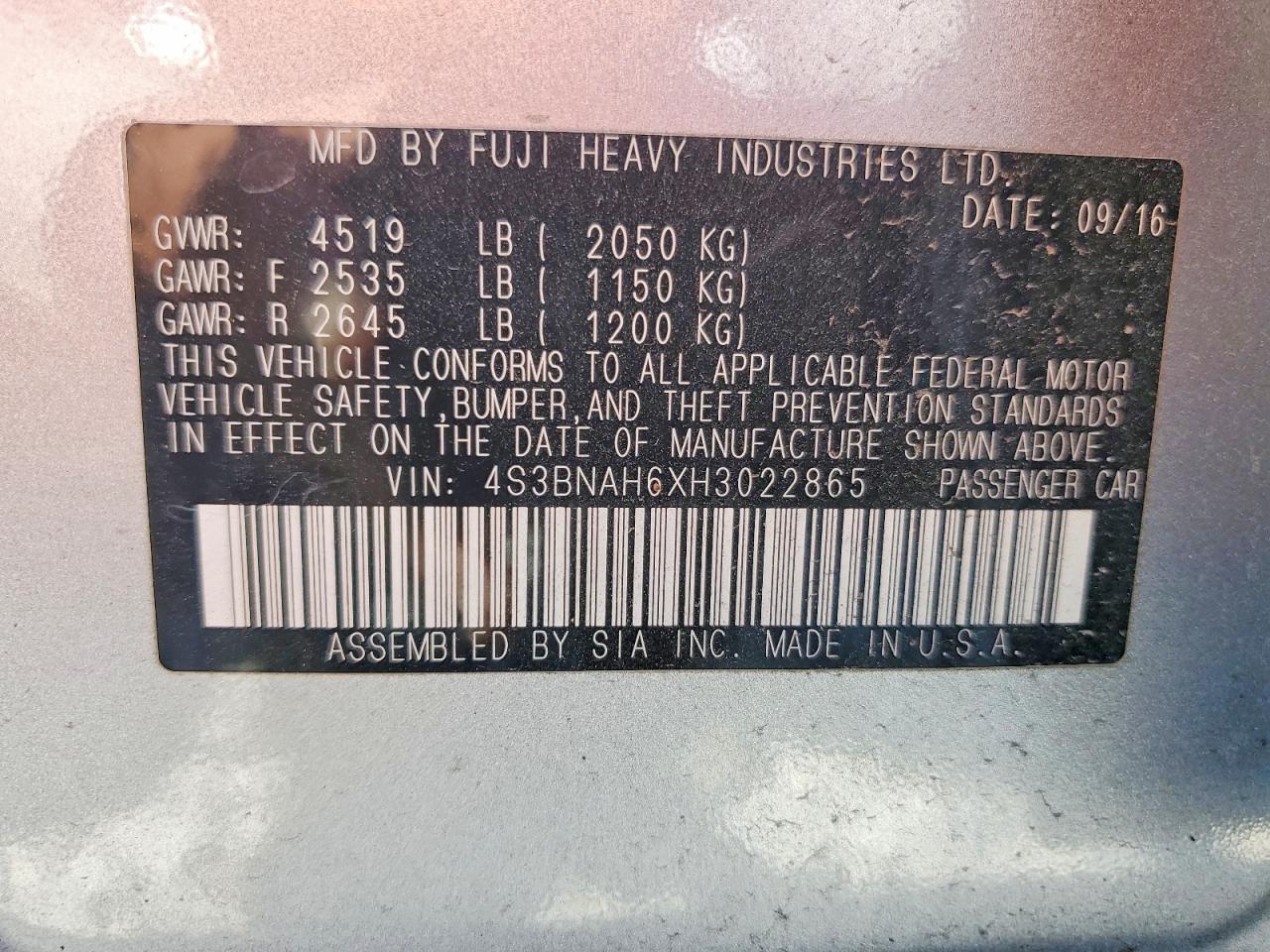 2017 Subaru Legacy 2.5I Premium - zdjęcie 12
