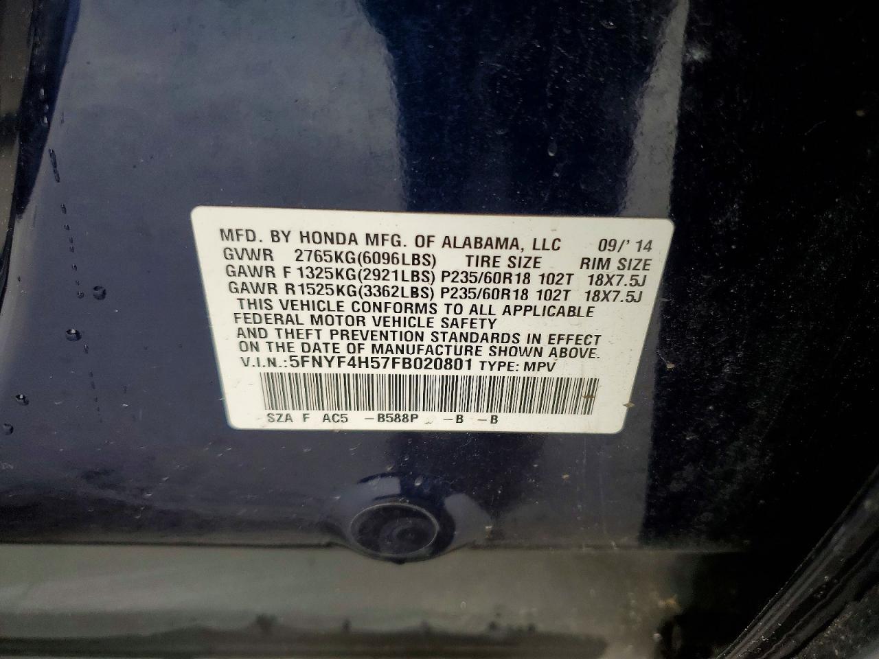 2015 Honda Pilot Exl - zdjęcie 13