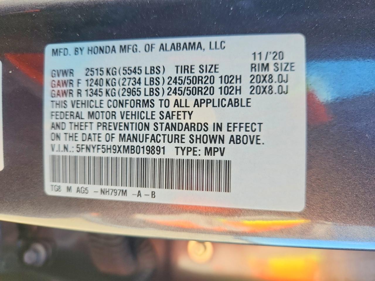 2021 Honda Pilot Touring - zdjęcie 13