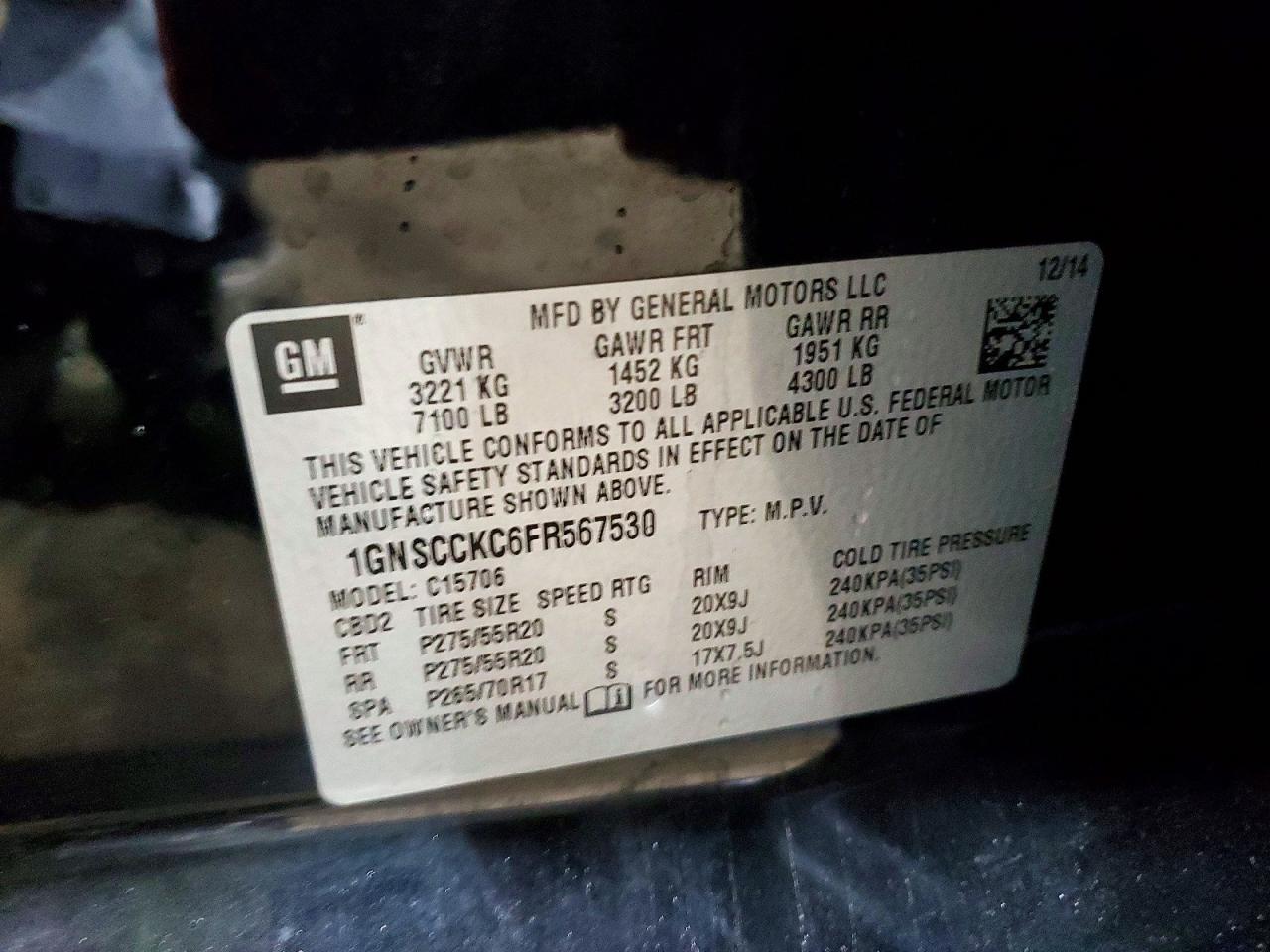 2015 Chevrolet Tahoe C1500 Ltz - zdjęcie 13