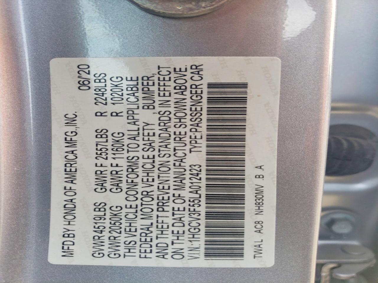 2020 Honda Accord Hybrid Exl - zdjęcie 12