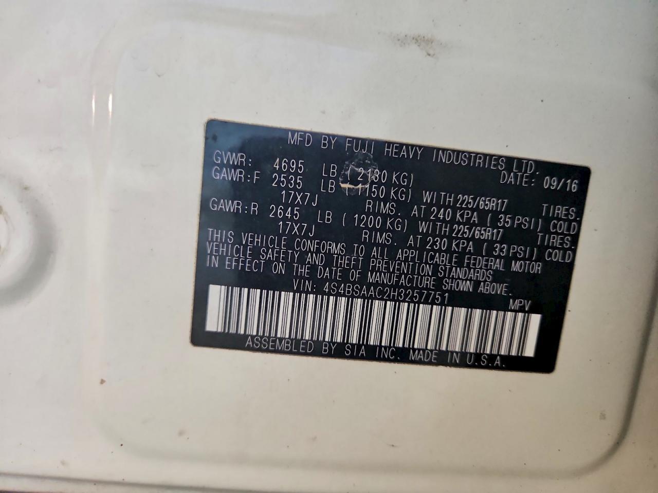 2017 Subaru Outback 2.5I - zdjęcie 12