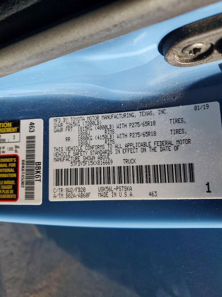 2019 Toyota Tundra Sr5 - zdjęcie 12