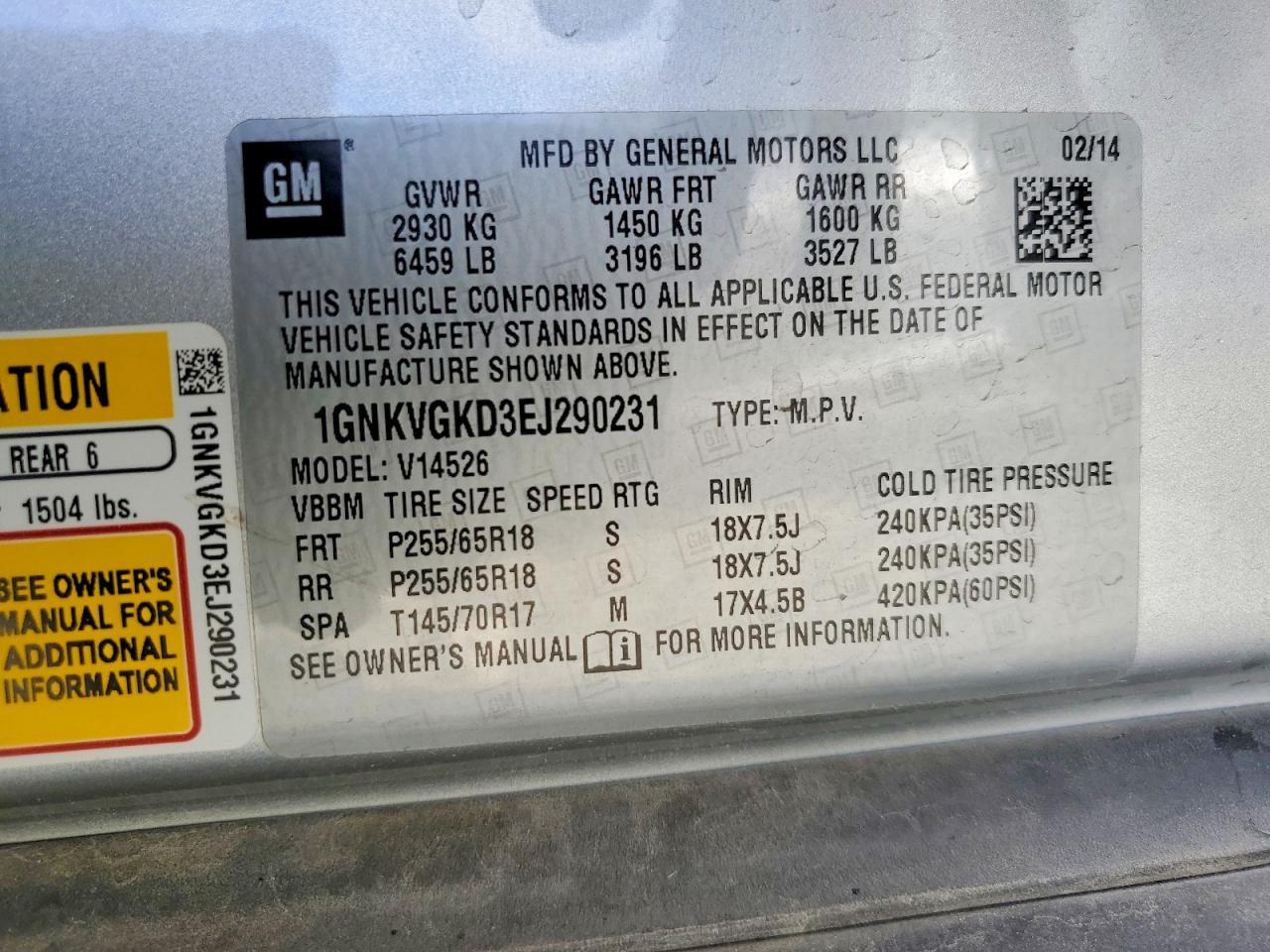 2014 Chevrolet Traverse Lt - zdjęcie 14