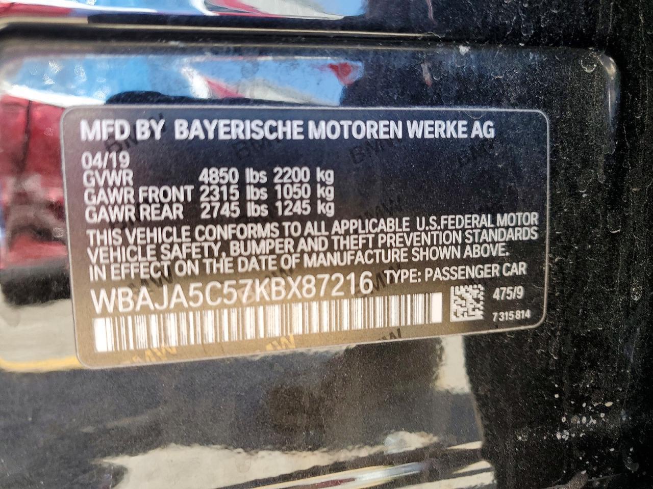 2019 BMW 530 I - zdjęcie 12