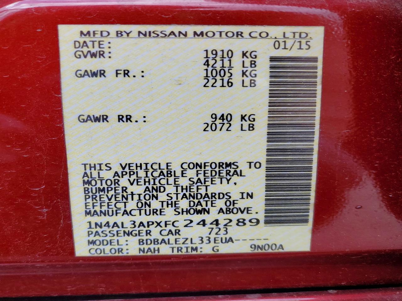 2015 Nissan Altima 2.5 S - zdjęcie 13