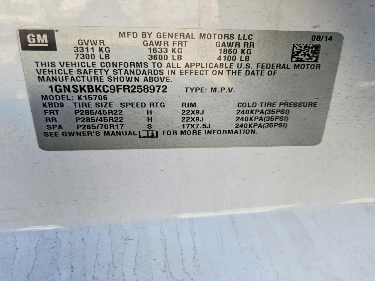 2015 Chevrolet Tahoe K1500 Lt - zdjęcie 13