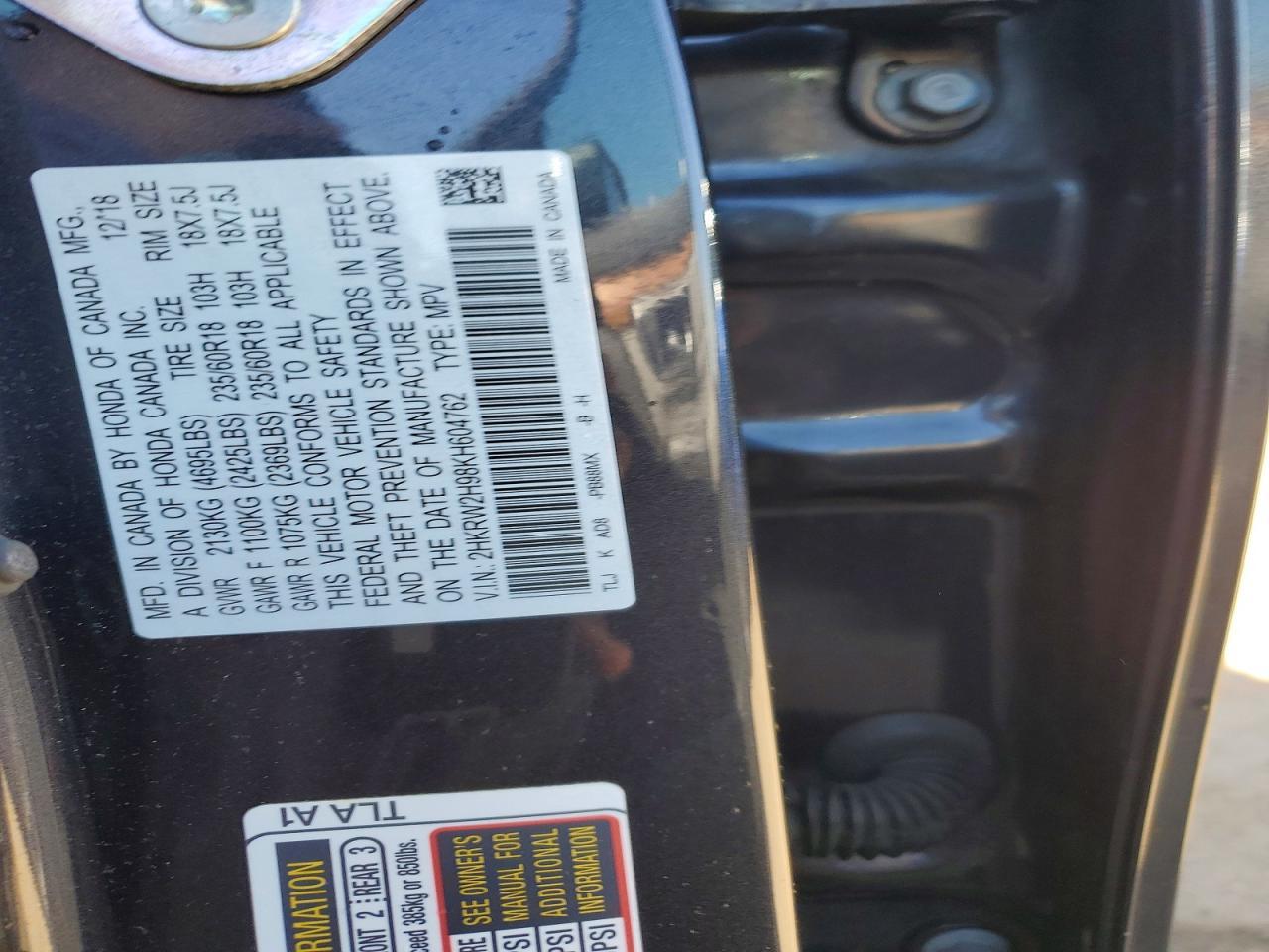 2019 Honda Cr-V Touring - zdjęcie 12