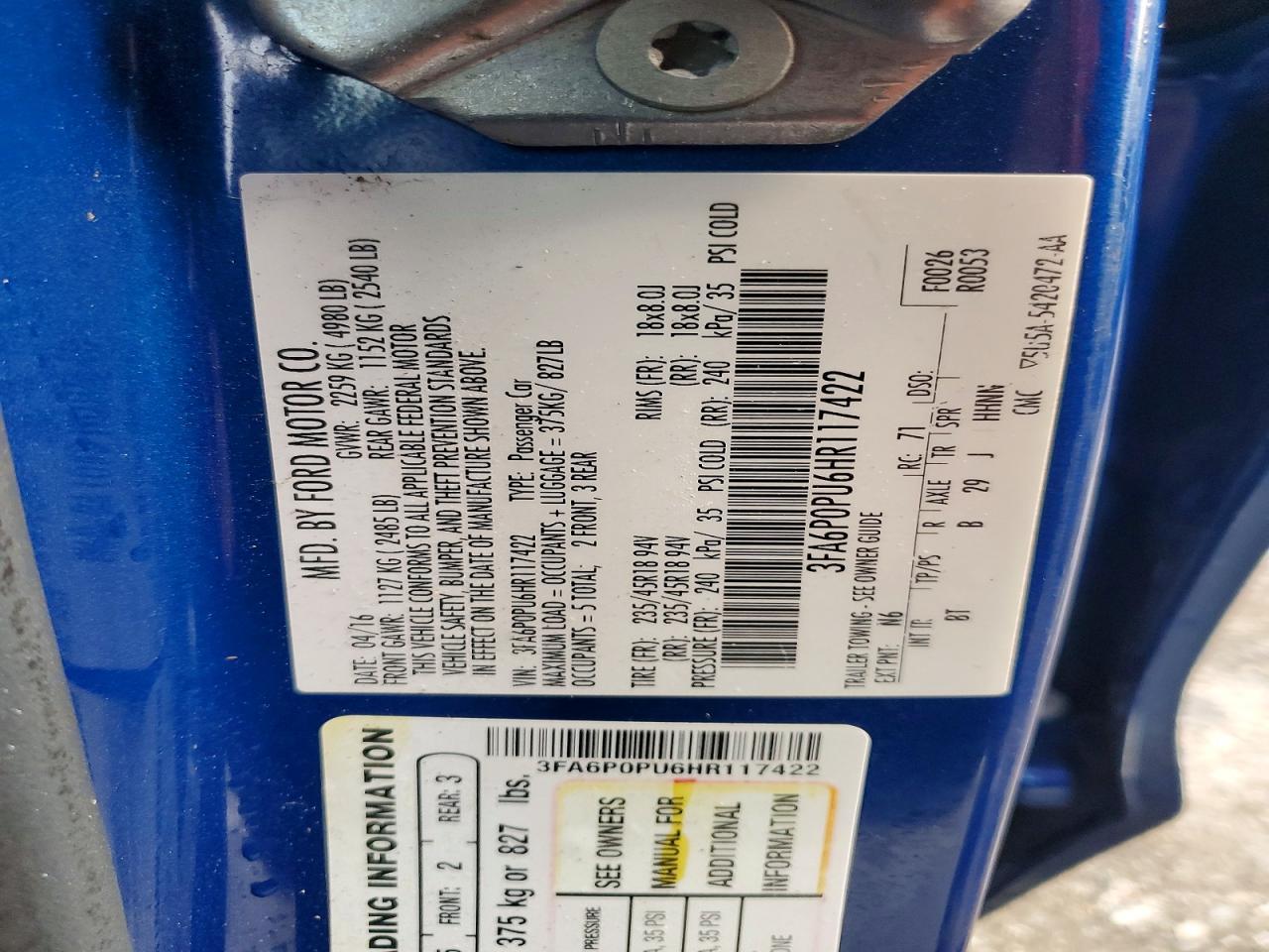 2017 Ford Fusion Se Phev - zdjęcie 12