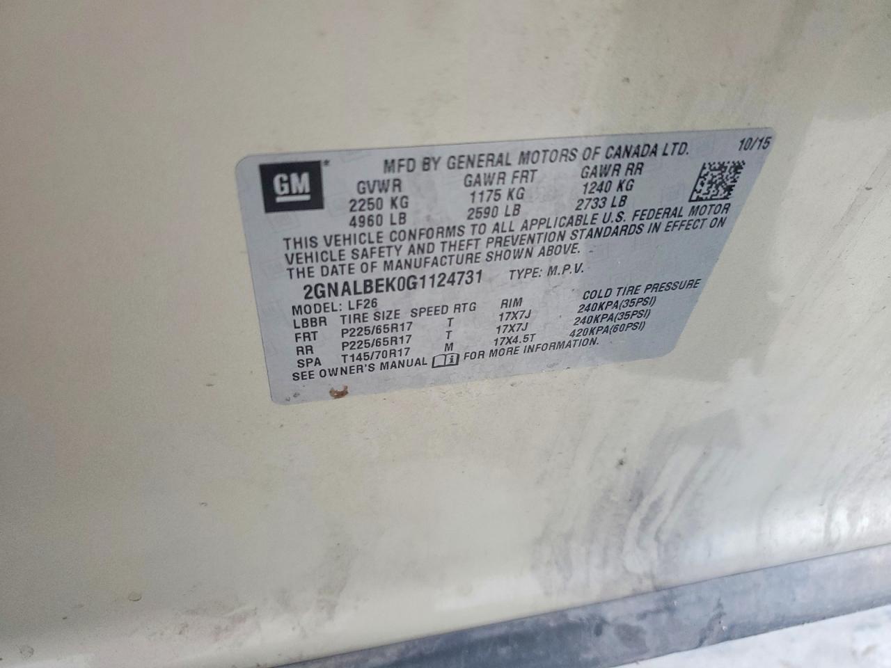 2016 Chevrolet Equinox Ls - zdjęcie 13