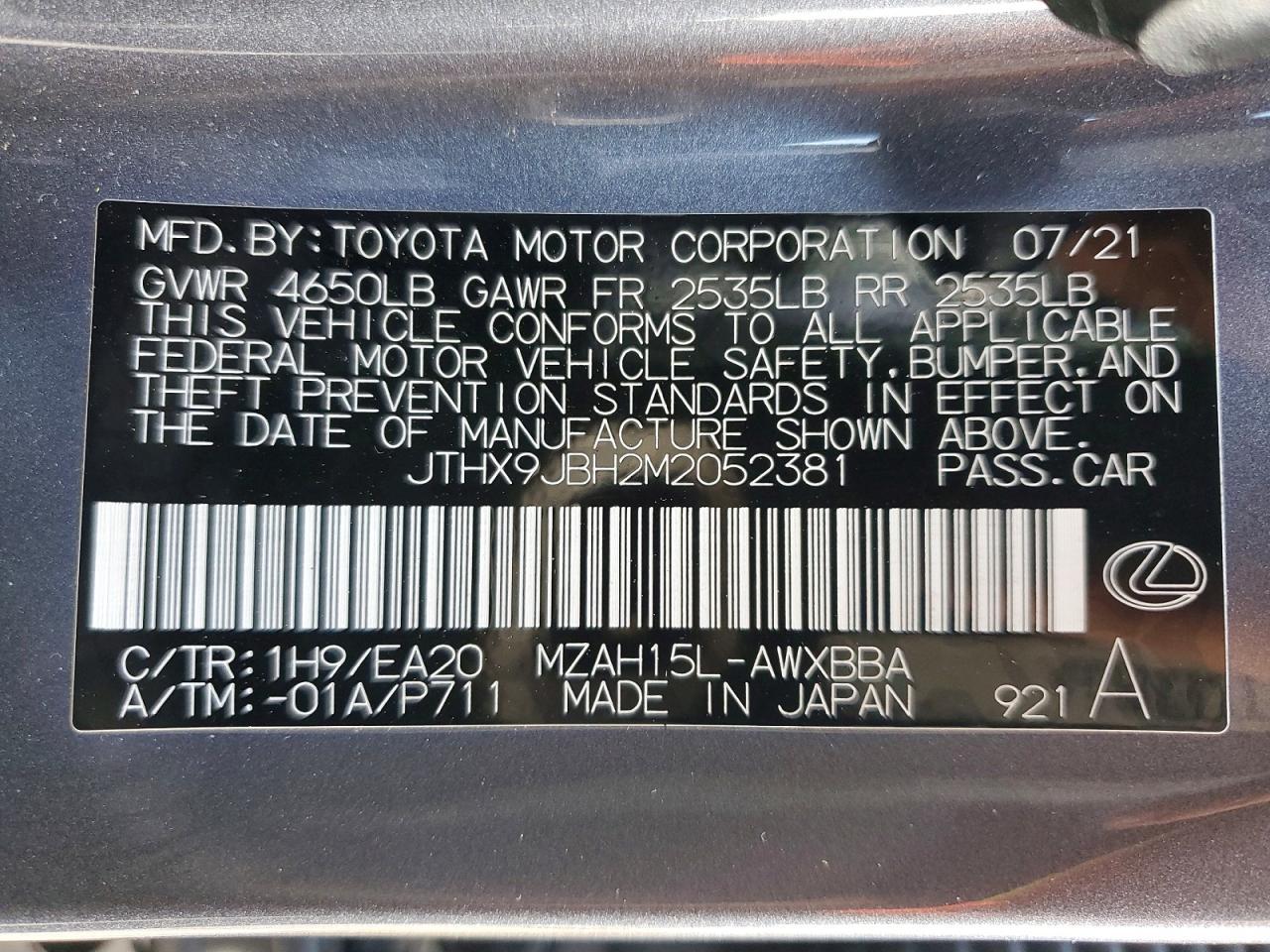 2021 Lexus Ux 250H Base - zdjęcie 14