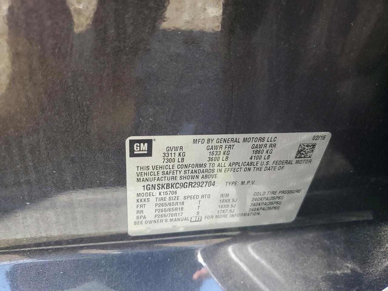 2016 Chevrolet Tahoe K1500 Lt - zdjęcie 13