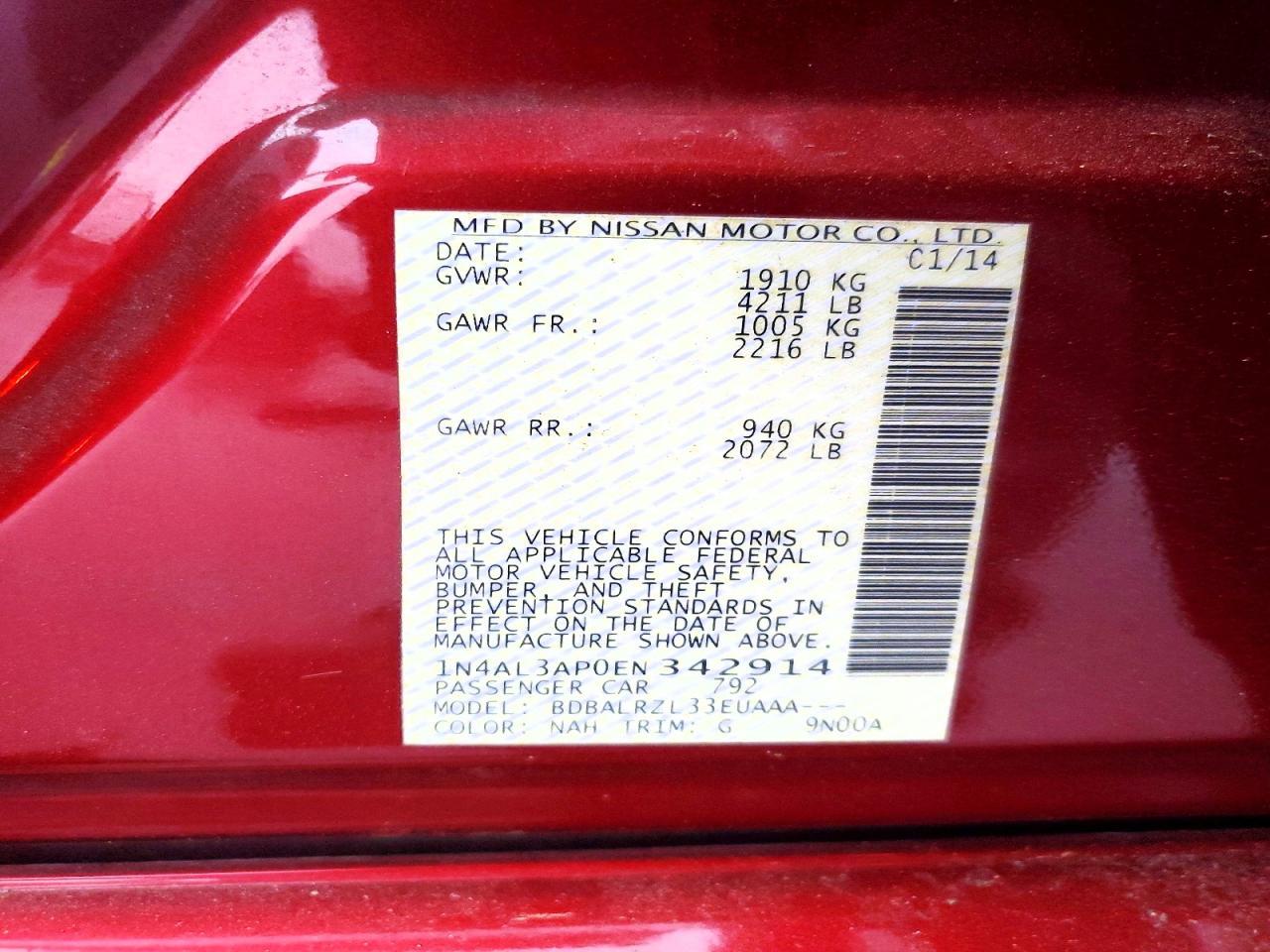 2014 Nissan Altima 2.5 S - zdjęcie 12