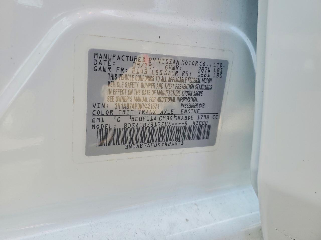 2019 Nissan Sentra S - zdjęcie 12