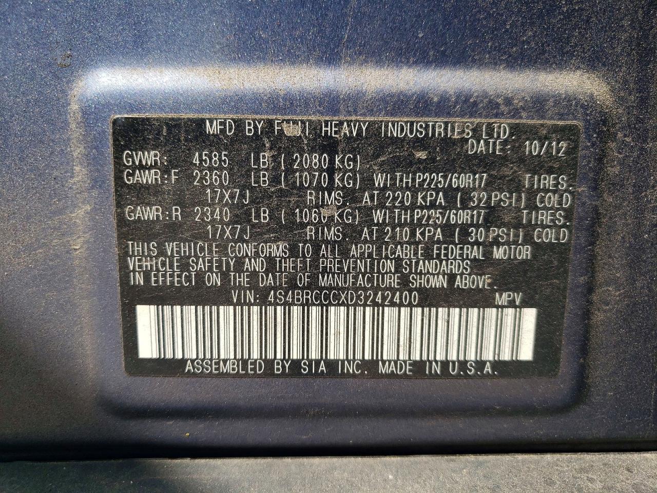 2013 Subaru Outback 2.5I Premium - zdjęcie 12