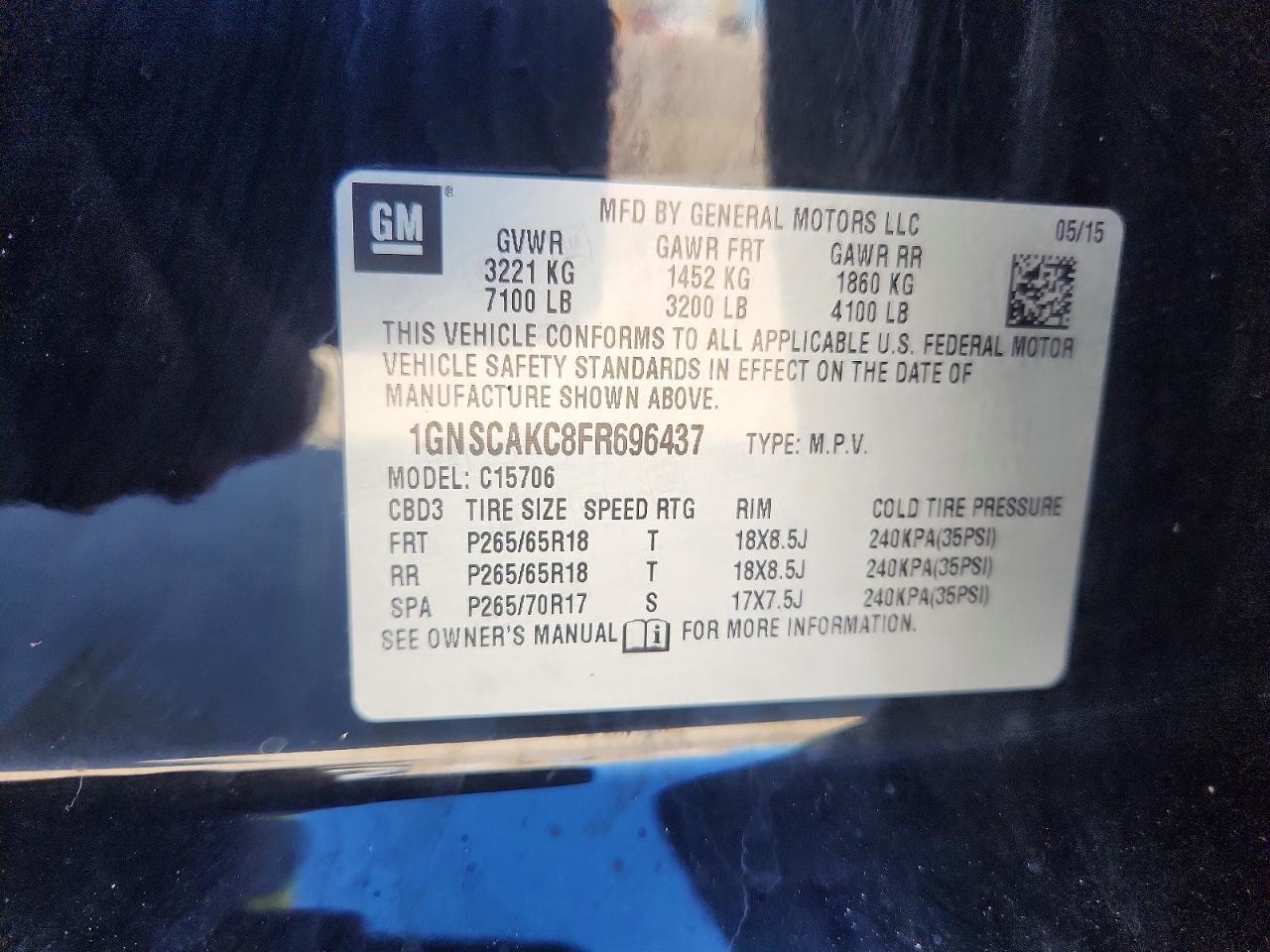 2015 Chevrolet Tahoe C1500 Ls - zdjęcie 12