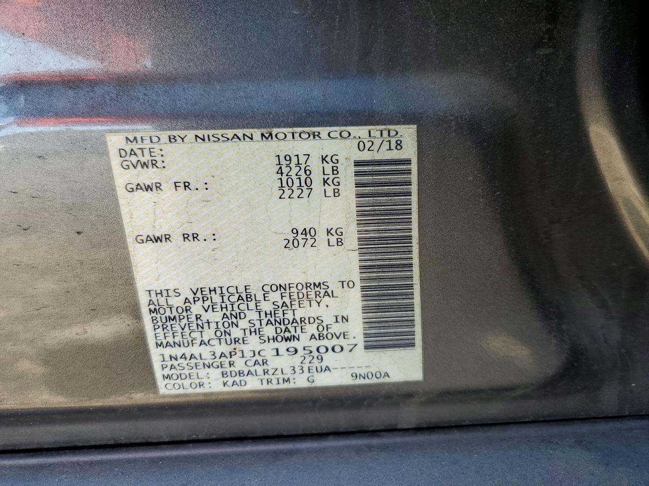 2018 Nissan Altima 2.5 Sl - zdjęcie 12