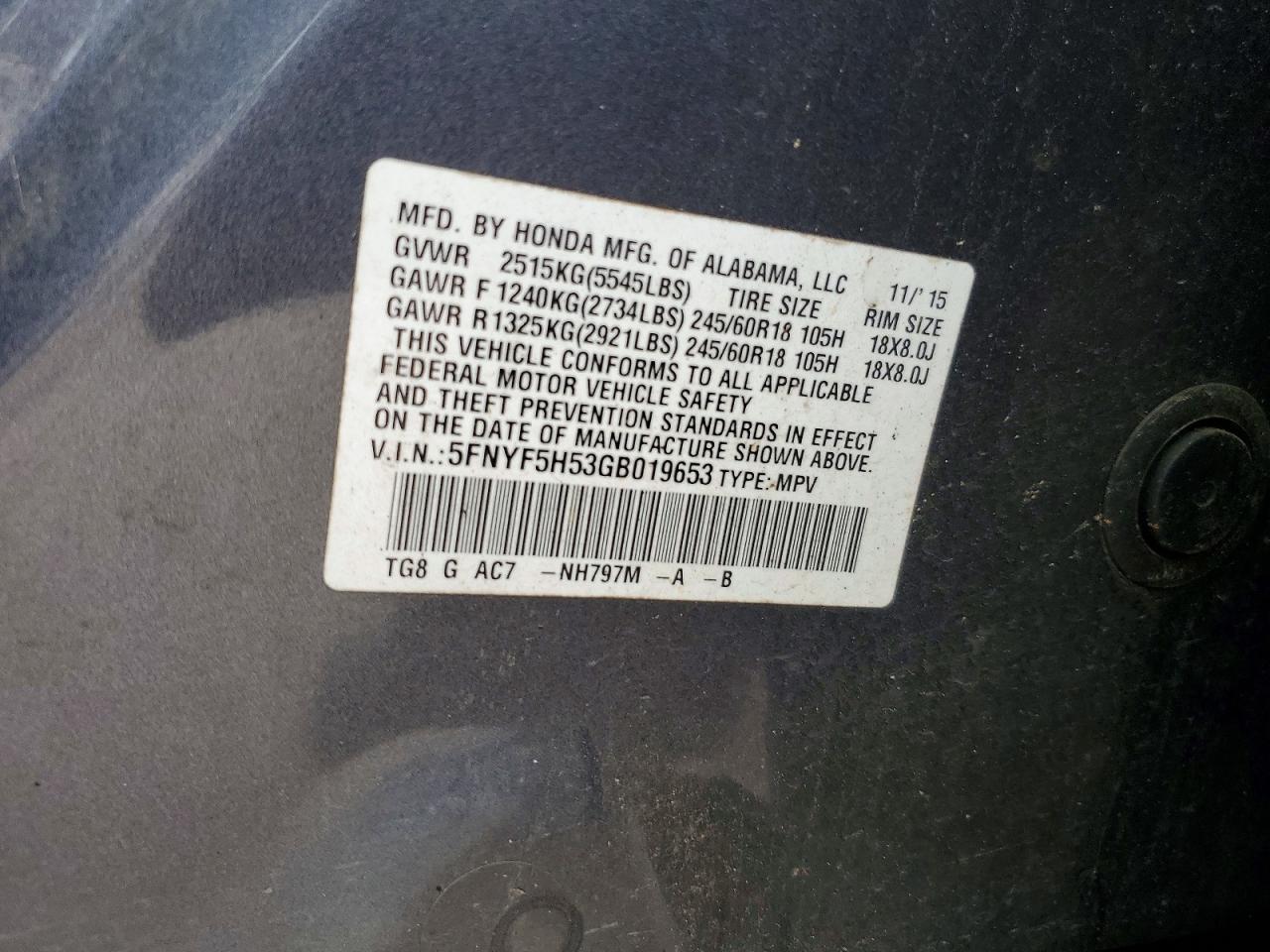 2016 Honda Pilot Exl - zdjęcie 13