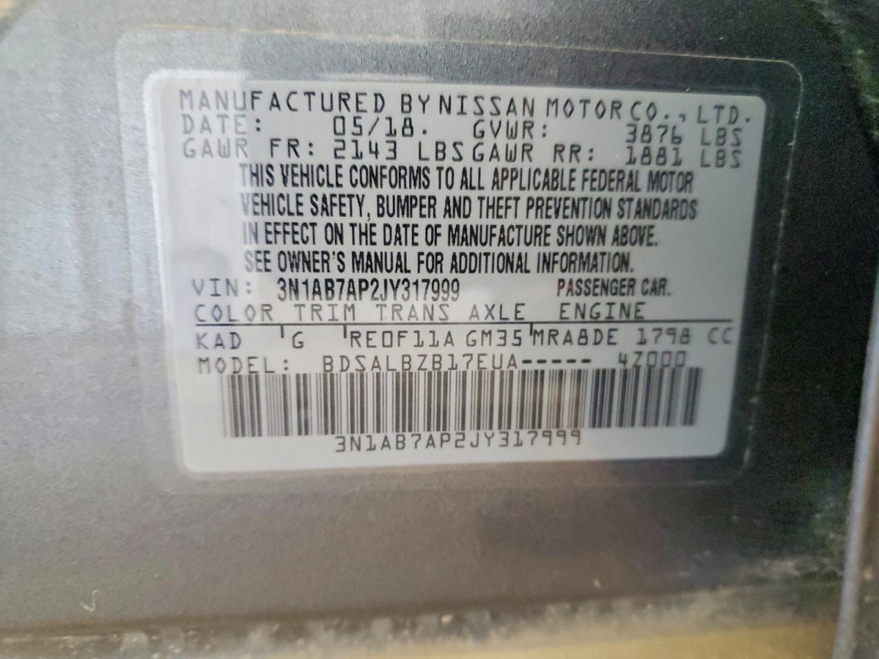 2018 Nissan Sentra S - zdjęcie 12