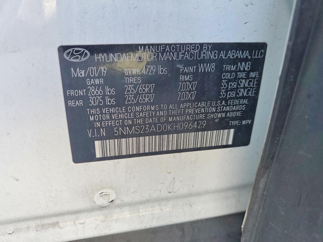 2019 Hyundai Santa Fe Se 2.4L - zdjęcie 13