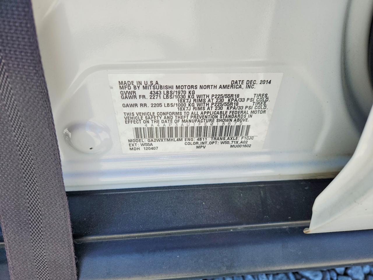 2015 Mitsubishi Outlander Sport Es - zdjęcie 12