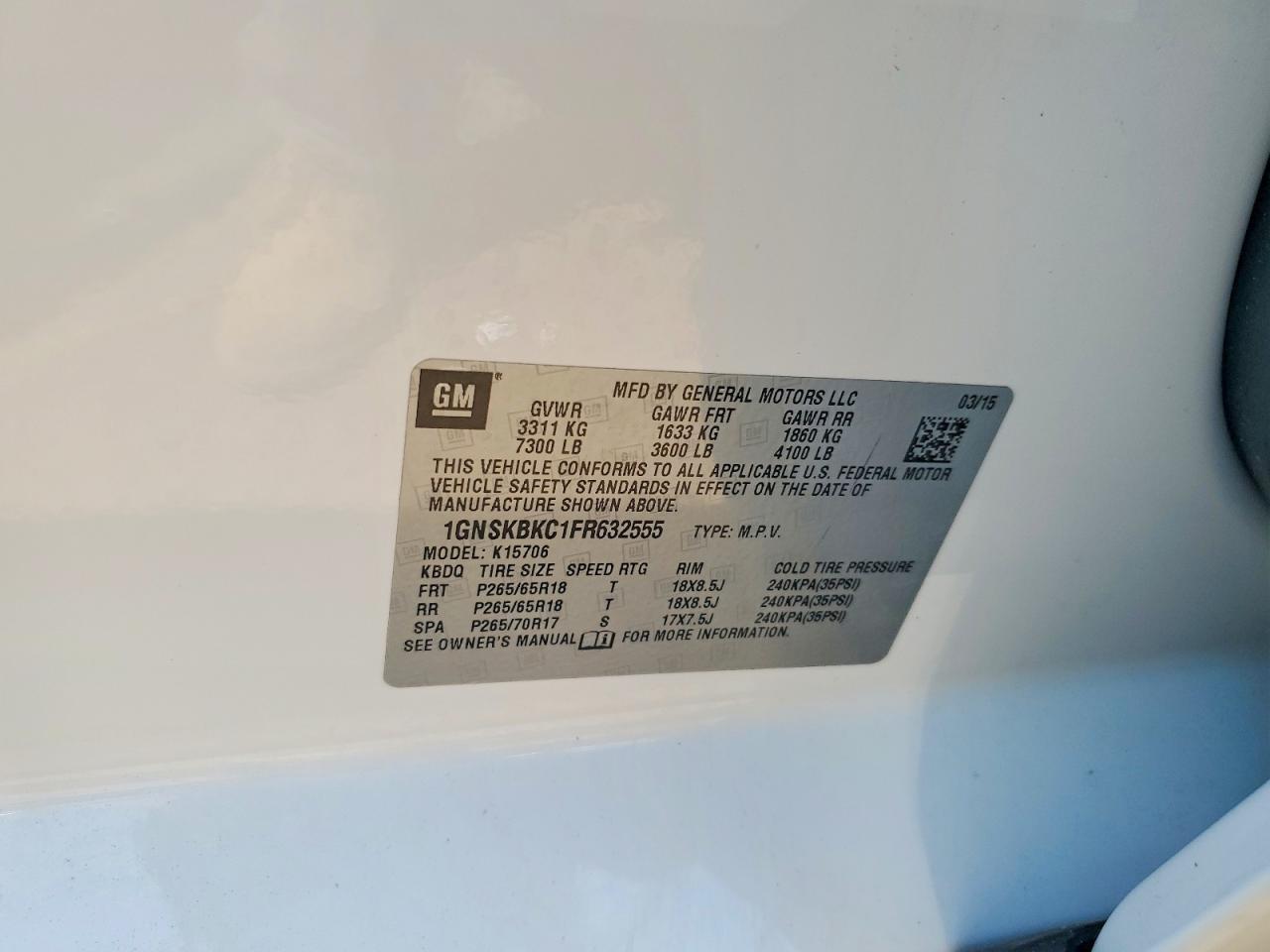 2015 Chevrolet Tahoe K1500 Lt - zdjęcie 13