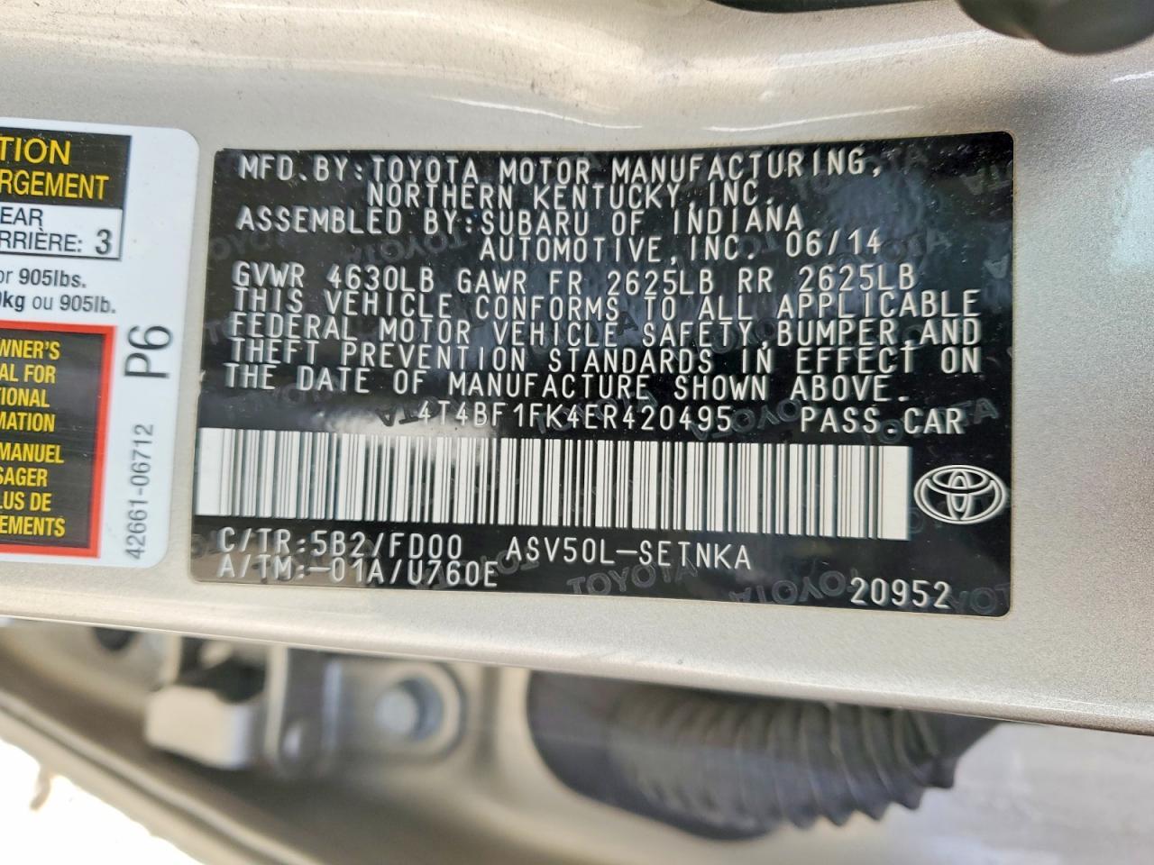 2014 Toyota Camry Le - zdjęcie 12