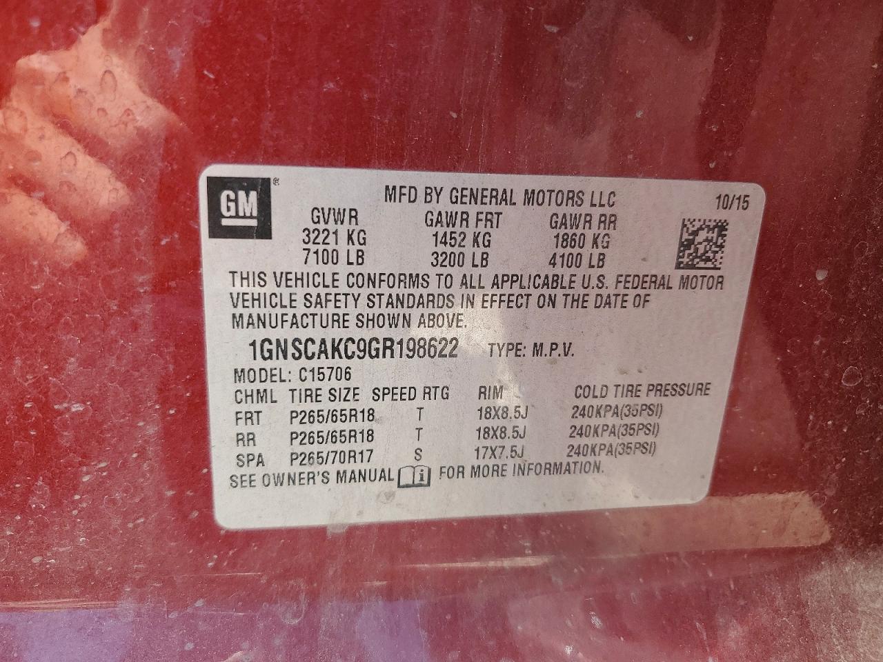 2016 Chevrolet Tahoe C1500 Ls - zdjęcie 13