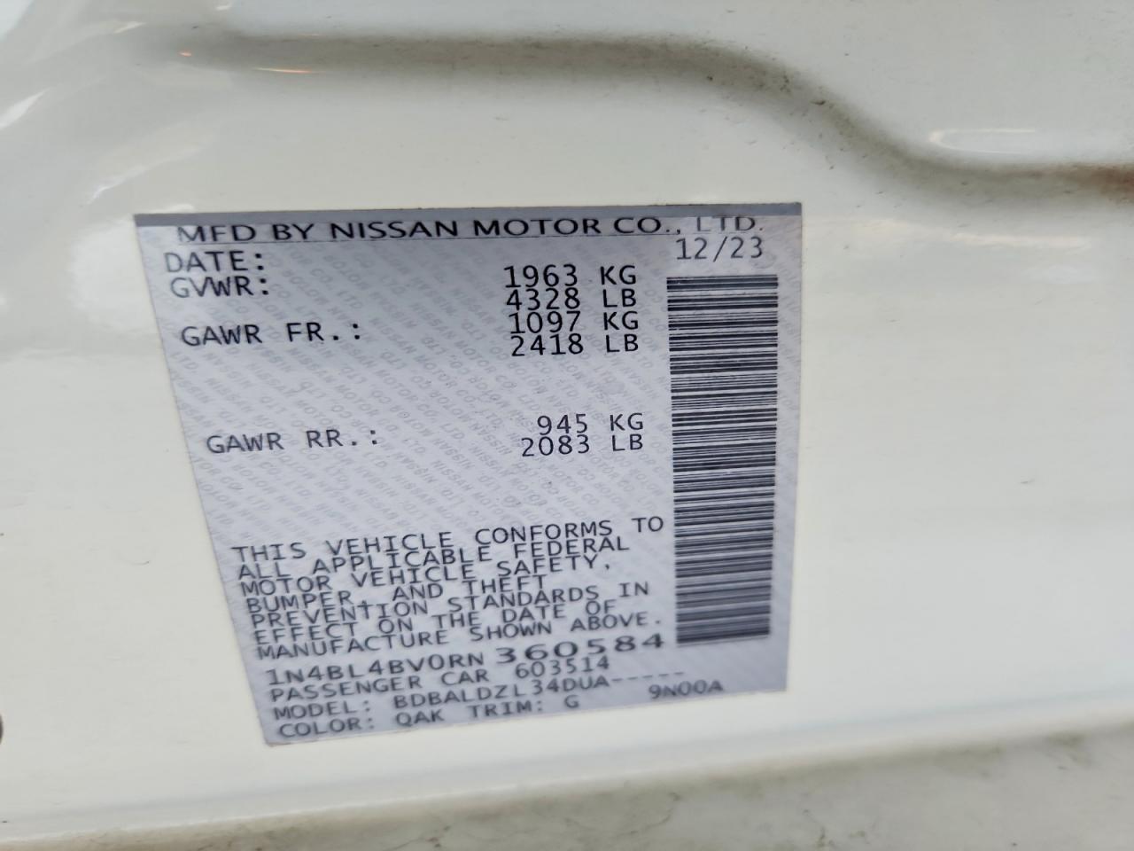 2024 Nissan Altima 2.5 S - zdjęcie 12