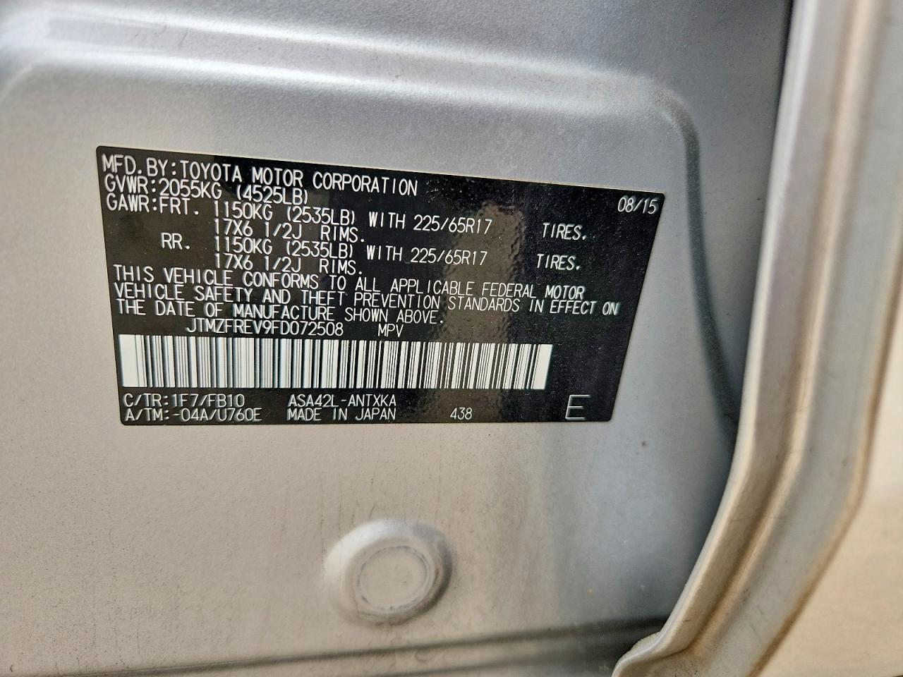 2015 Toyota Rav4 Le - zdjęcie 12