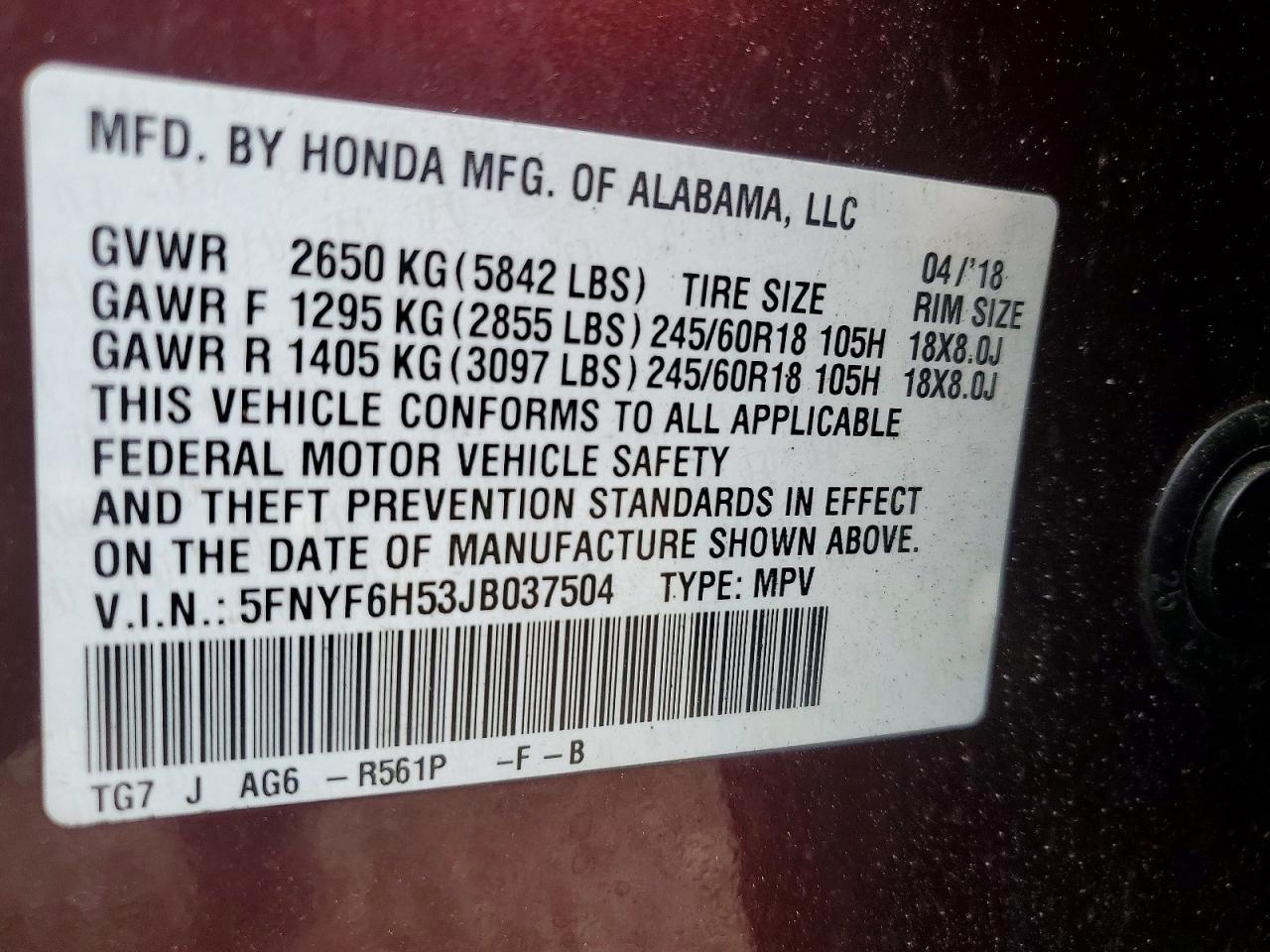 2018 Honda Pilot Exl - zdjęcie 14