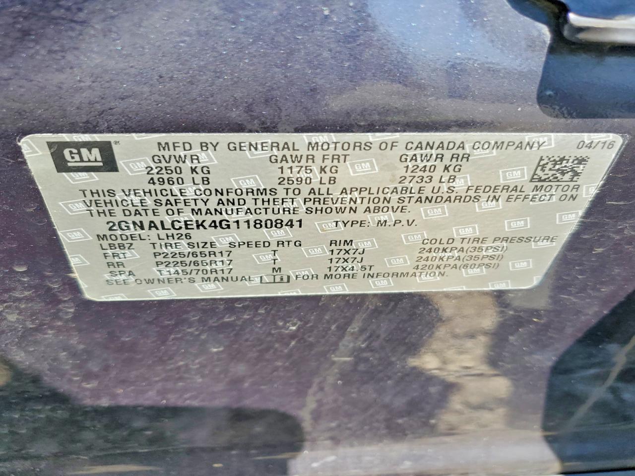 2016 Chevrolet Equinox Lt - zdjęcie 13