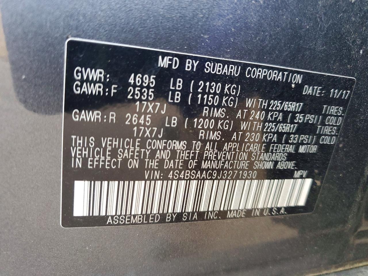 2018 Subaru Outback 2.5I - zdjęcie 14