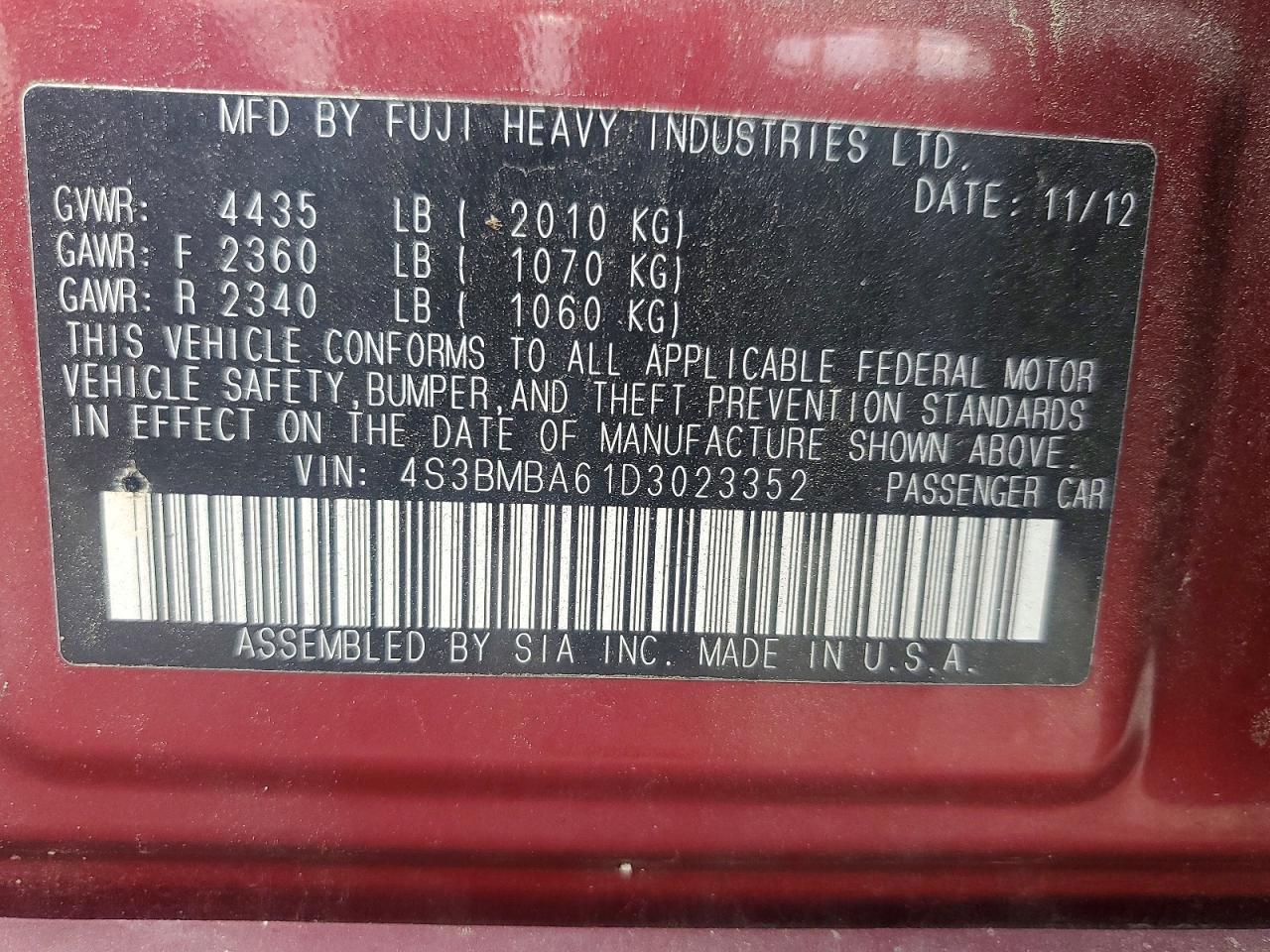 2013 Subaru Legacy 2.5I - zdjęcie 12