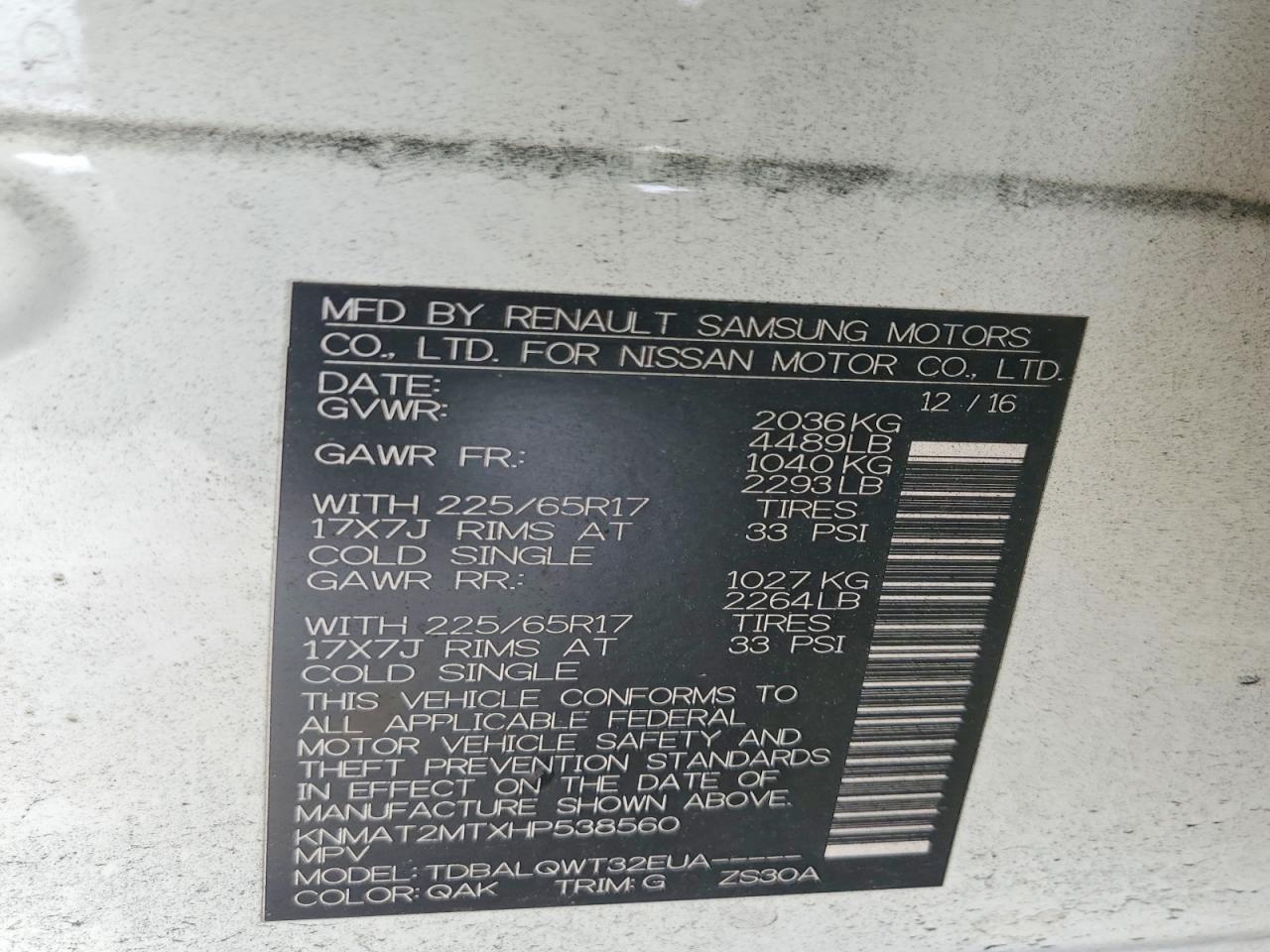 2017 Nissan Rogue Sv - zdjęcie 13